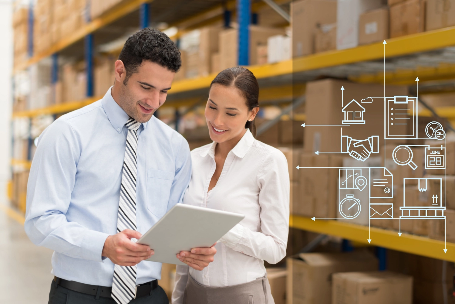 Mitarbeiter planen Logistikprozesse.